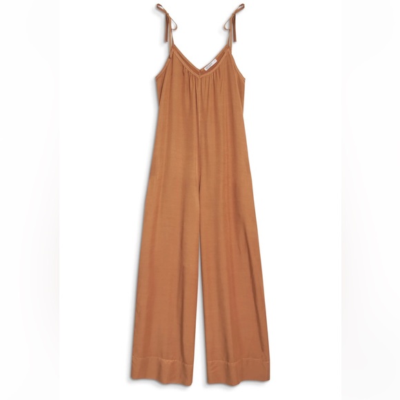 Stateside Viscose Satin Jumpsuit in Cafe - Picture 1 of 5